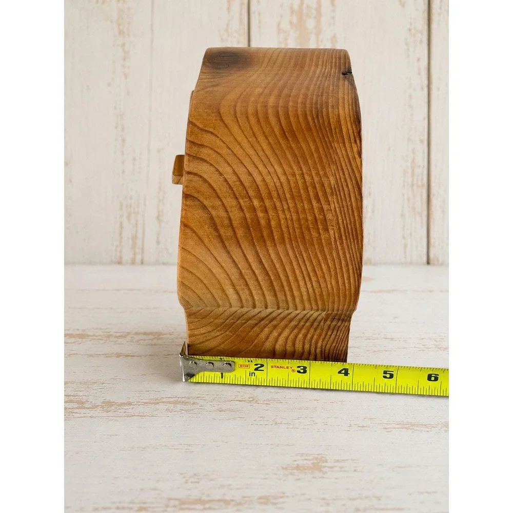 Vintage Tsunami Wooden Bandsaw Jewelry Box Wave Design Handmade Artisan 9